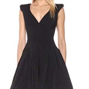 Halston Heritage Women's Cap Sleeve V Neck Fit & Flare Dress
